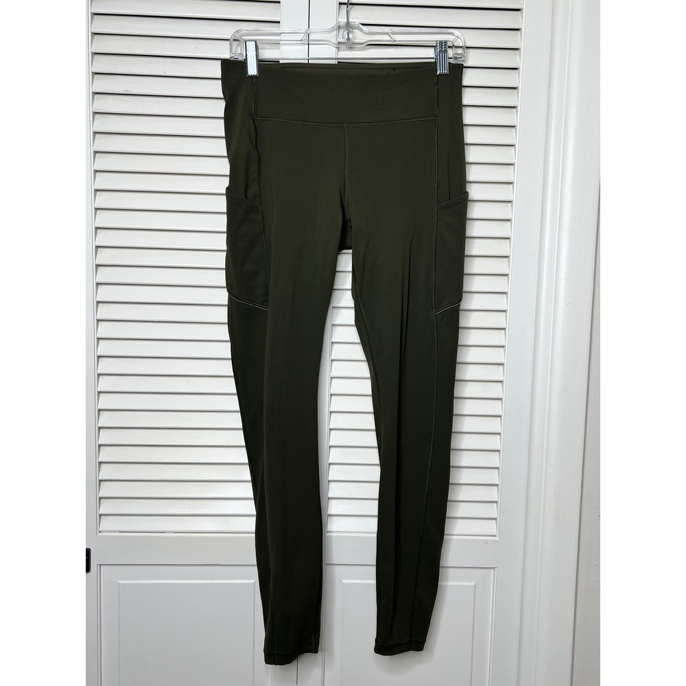Lululemon Swift Speed High-Rise Tight 28" Olive Run Club Size 8 Zip Pocket